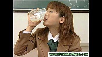Girl drinks a gallen of sperm