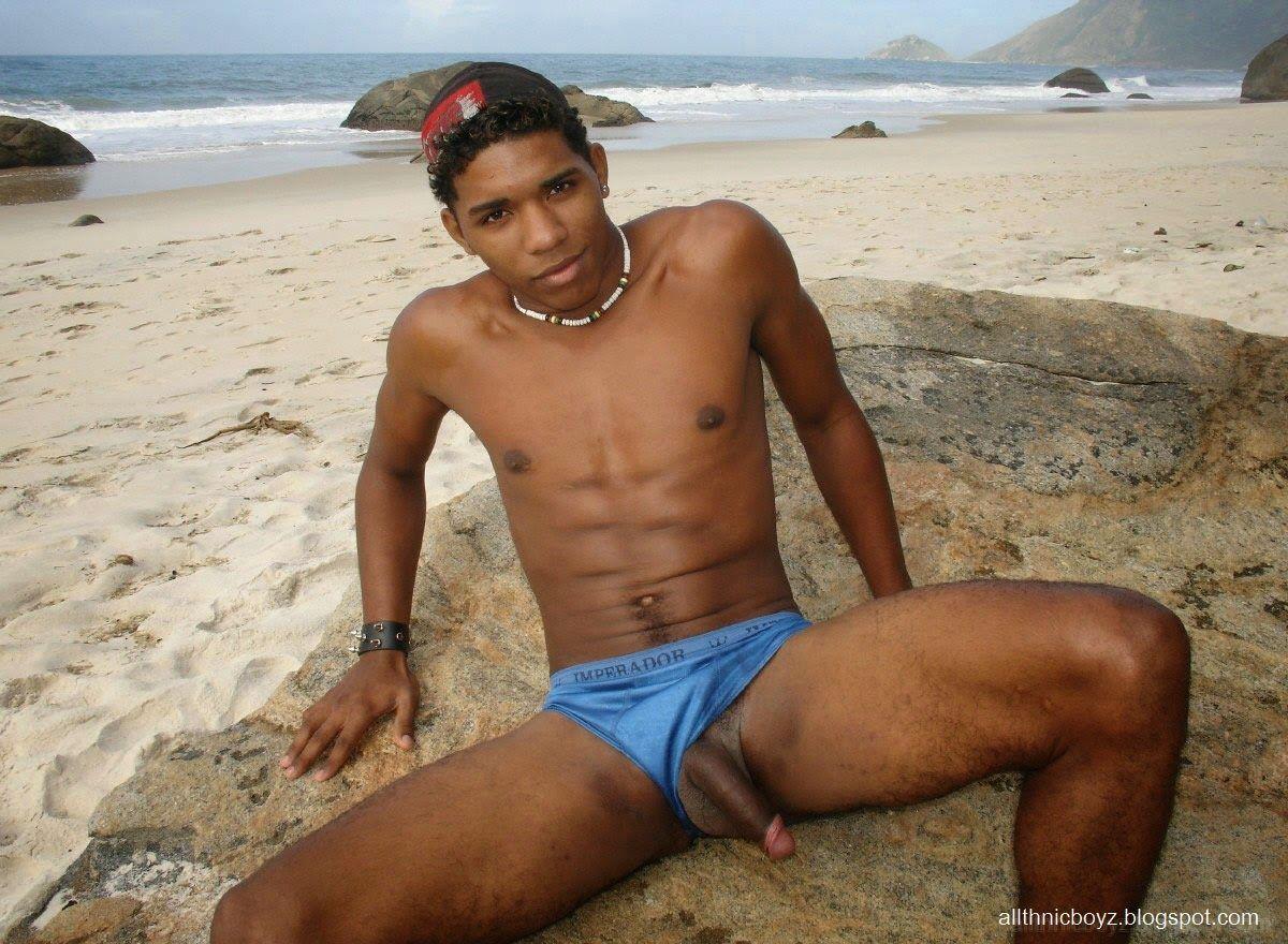 Nude black boys on the beach