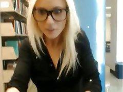 Girl glasses library webcam