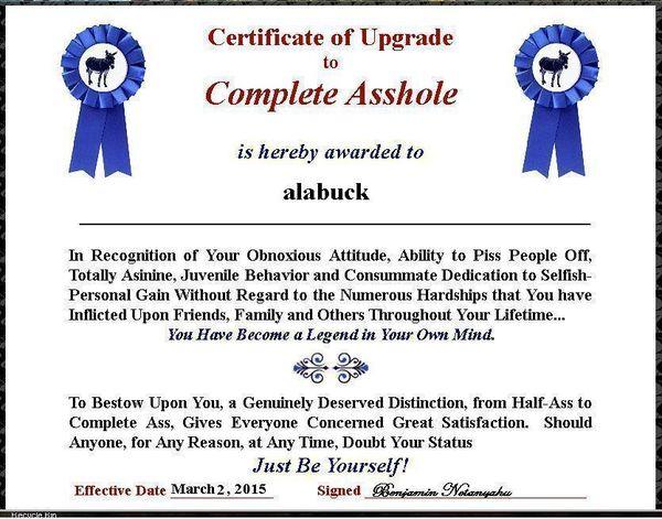 Superwoman reccomend Certificate of complete asshole