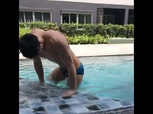 California reccomend Asian boy swimming in the pool