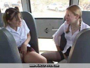 Sexy girls fucked school bus
