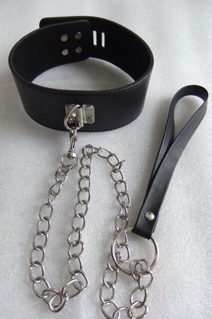 Bondage collar leather steel