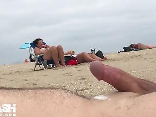 Butt transgender handjob penis on beach